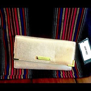 00s Retro Nine West Metallic Gold Interior Deadstock Wallet NWT W/Flaw Vintage
